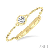 1/20 Ctw Petite Bezel Set Diamond Fashion Chain Ring in 10K Yellow Gold