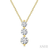 1/2 Ctw Round Cut Diamond Three-Stone Snowman Pendant With Chain in 14K Yellow Gold