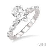 3/8 Ctw Pear Shape Marquise & Round Cut Diamond Semi-Mount Engagement Ring in 14K White Gold