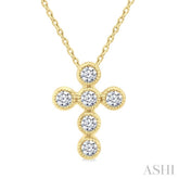 1/20 Ctw Bezel Cross Petite Diamond Pendant in 10K Yellow Gold with Chain