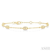 1/5 Ctw Mariner Link Round Cut Diamond Station Bracelet in 14K Yellow Gold