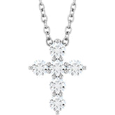Platinum 1/4 CTW Natural Diamond Cross 16-18" Necklace
