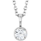Platinum 1/6 CT Natural Diamond Bezel-Set Solitaire 16-18" Necklace