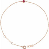 14K Rose Gold Natural Ruby Bezel-Set Solitaire 6 1/2-7 1/2" Bracelet