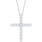 14K White Gold 3/4 CTW Natural Diamond Cross 16-18" Necklace