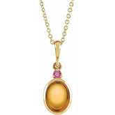 14K Yellow Gold 5x3 mm Natural Citrine & Natural Pink Tourmaline 16-18" Necklace