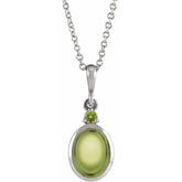 14K White Gold 8x6 mm Natural Peridot 16-18" Necklace