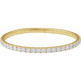 14K Yellow Gold 3 CTW Natural Diamond Flexible Bangle 7" Bracelet