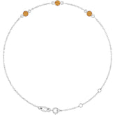 14K White Gold Natural Citrine Bezel-Set Three-Stone 6 1/2-7 1/2" Bracelet