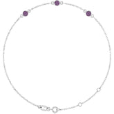 14K White Gold Lab-Grown Alexandrite Bezel-Set Three-Stone 6 1/2-7 1/2" Bracelet