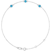 14K White Gold Natural Blue Zircon Bezel-Set Three-Stone 6 1/2-7 1/2" Bracelet