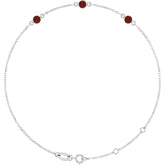 14K White Gold Natural Mozambique Garnet Bezel-Set Three-Stone 6 1/2-7 1/2" Bracelet