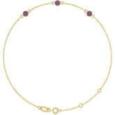 14K Yellow Gold Lab-Grown Alexandrite Bezel-Set Three-Stone 6 1/2-7 1/2" Bracelet