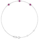 14K White Gold Natural Pink Tourmaline Bezel-Set Three-Stone 6 1/2-7 1/2" Bracelet