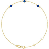 14K Yellow Gold Lab-Grown Blue Sapphire Bezel-Set Three-Stone 6 1/2-7 1/2" Bracelet