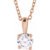 14K Rose Gold 1/2 CT Natural Diamond 18" Necklace