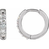 Sterling Silver 1/4 CTW Natural Diamond Hinged 12.5 mm Hoop Earrings