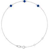 Sterling Silver Natural Blue Sapphire 6 1/2-7 1/2" Bracelet