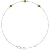 Sterling Silver Natural Peridot 6 1/2-7 1/2" Bracelet