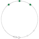 Sterling Silver Natural Emerald 6 1/2-7 1/2" Bracelet