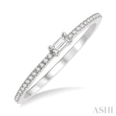 1/6 Ctw Petite Baguette Center Round Cut Diamond Stackable Ring in 14K White Gold