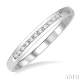1/10 Ctw Channel Set 11 Stone Round Cut Diamond Wedding Band in 14K White Gold