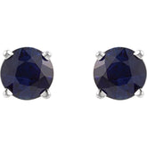 14K White Gold 5 mm Lab-Grown Blue Sapphire Earrings