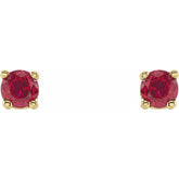 14K Yellow Gold 2.5 mm Lab-Grown Ruby Earrings