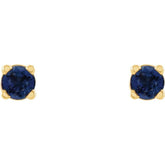 14K Yellow Gold 2.5 mm Lab-Grown Blue Sapphire Earrings