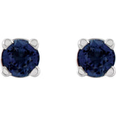 14K White Gold 2.5 mm Natural Blue Sapphire Earrings