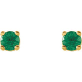 14K Yellow Gold 2.5 mm Natural Emerald Earrings