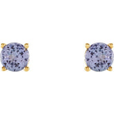 14K Yellow Gold 4 mm Natural Tanzanite Earrings
