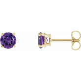 14K Yellow Gold 5 mm Natural Amethyst Earrings