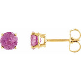 14K Yellow Gold 4 mm Natural Pink Tourmaline Earrings