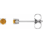 14K White Gold 2.5 mm Natural Citrine Earrings