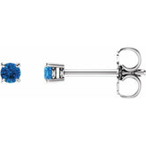 14K White Gold 2.5 mm Natural Swiss Blue Topaz Earrings