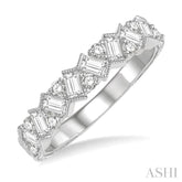5/8 Ctw Zigzag Baguette and Round Cut Diamond Band in 14K White Gold