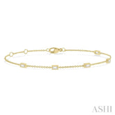 1/4 Ctw Petite Baguette Diamond Station Bracelet in 10K Yellow Gold