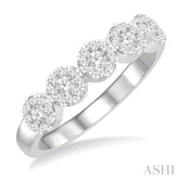 1/2 Ctw 5-Stone Lovebright Round Cut Diamond Band in 14K White Gold