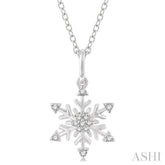 1/10 Ctw Petite Snowflake Round Cut Diamond Fashion Pendant With Chain in 10K White Gold