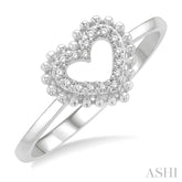 1/10 Ctw Petite Heart Round Cut Diamond Stackable Fashion Ring in 10K White Gold