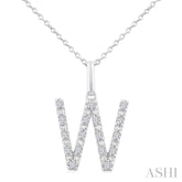 1/8 Ctw Initial 'W' Round Cut Diamond Fashion Pendant With Chain in Sterling Silver