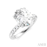 1/3 Ctw Oval Shape Round Cut Diamond Semi-Mount Engagement Ring in 14K White Gold
