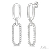 1/6 Ctw Round Cut Diamond Paperclip Earring in 14K White Gold