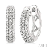 1/4 Ctw Petite Triple Row Round Cut Diamond Fashion Huggies in 10K White Gold