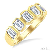 1 1/2 Ctw Bezel Set 5-Stone Emerald Cut Diamond Fashion Band in 14K Yellow Gold