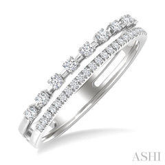 1/4 Ctw Split Twin Row Round Cut Diamond Fashion Band in 14K White Gold
