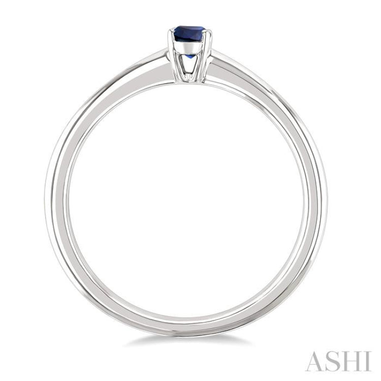5x3 MM Oval Shape Sapphire Precious Solitaire Ring in 14K White Gold