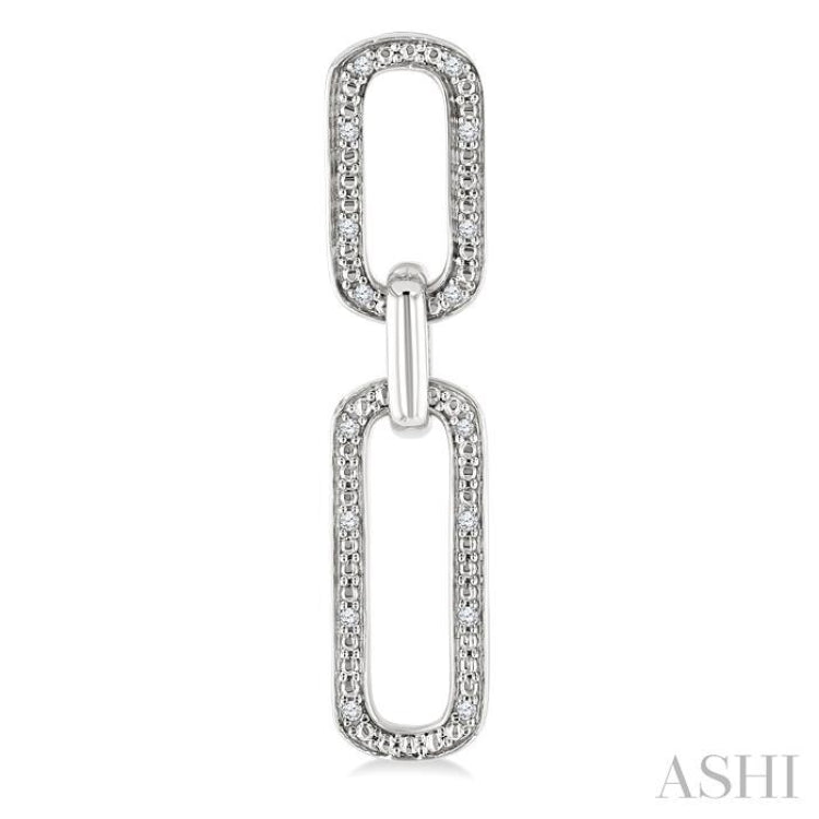1/10 Ctw Bold Round Cut Diamond Paperclip Earrings in Sterling Silver