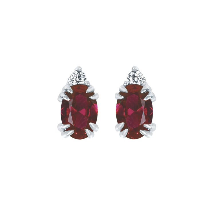 10KT.04CT(2)DIA 6X4OV GARNET EARS